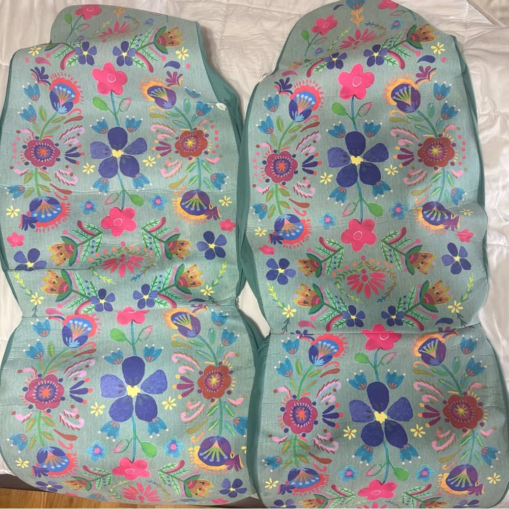 NATURAL LIFE Floral Printed Teal Car Seat Covers